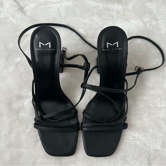 Marc Fisher Womens Mledalyn Black Ankle Strap Heels Size 8 Medium - Picture 2 of 4